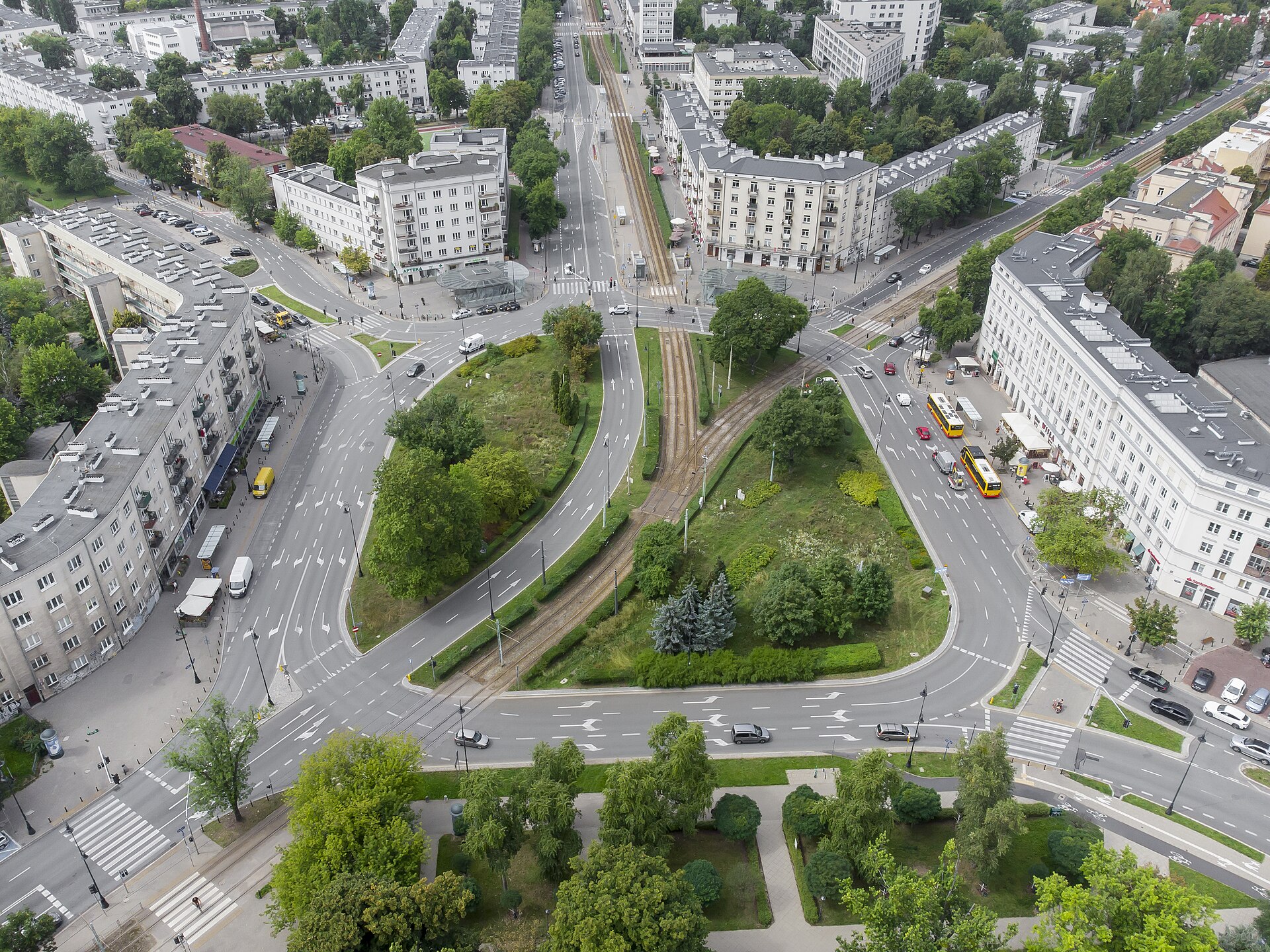 Plac Wilsona na Żoliborzu z lotu ptaka